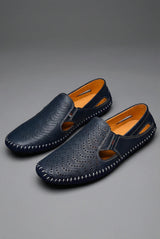 Mocasines Perforados Para Hombre | Costura Contraste