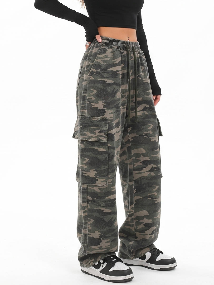 Pantalones Cargo Anchos Para Mujer | Estampado Camuflaje · SeemSeem