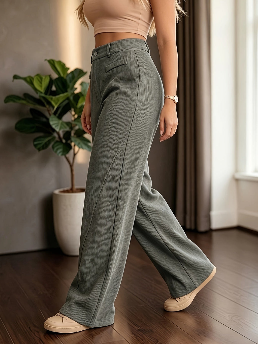 Pantalones De Pana Para Mujer | Pierna Ancha · SeemSeem