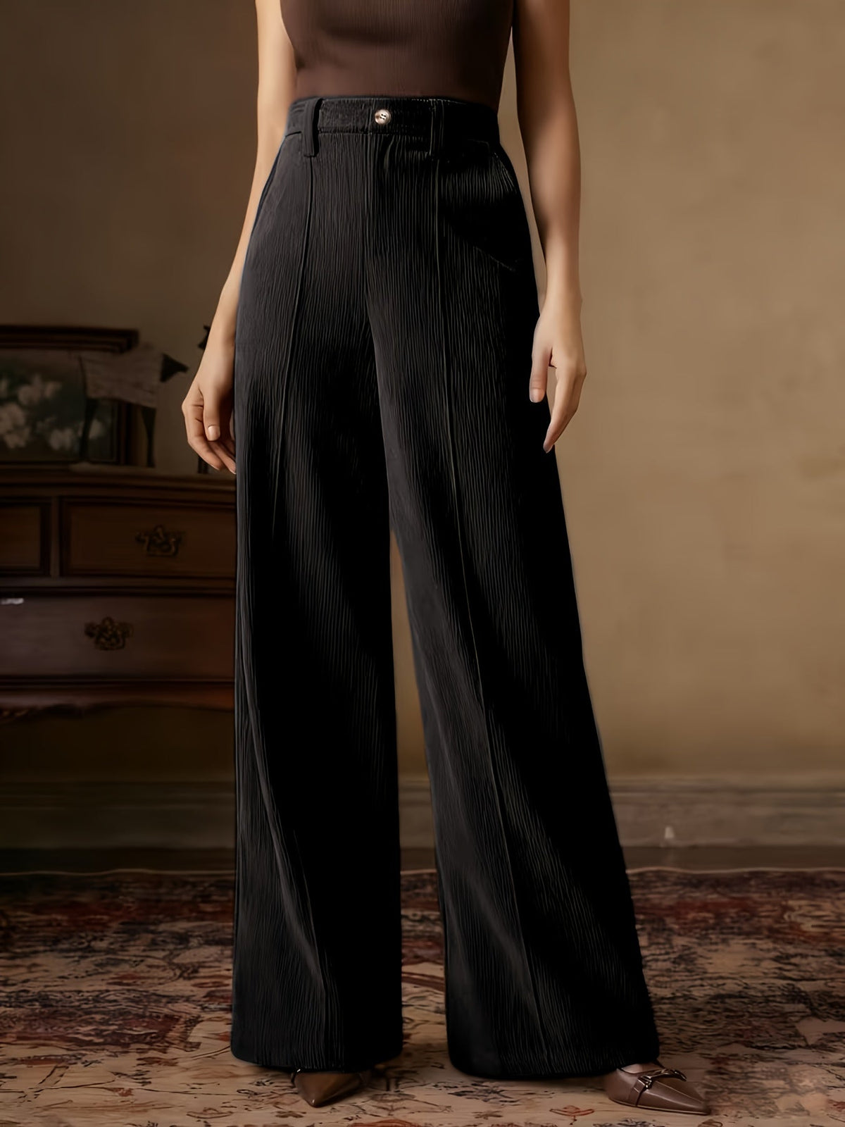 Pantalones De Pierna Ancha Para Mujer | Tiro Alto · SeemSeem