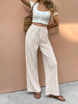 Pantalones De Rayas Para Mujer | Cordón Ajustable