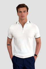 Polo Con Media Cremallera Para Hombre | Ribete Contraste