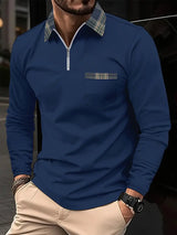 Polo De Media Cremallera Para Hombre | Cuello Cuadros