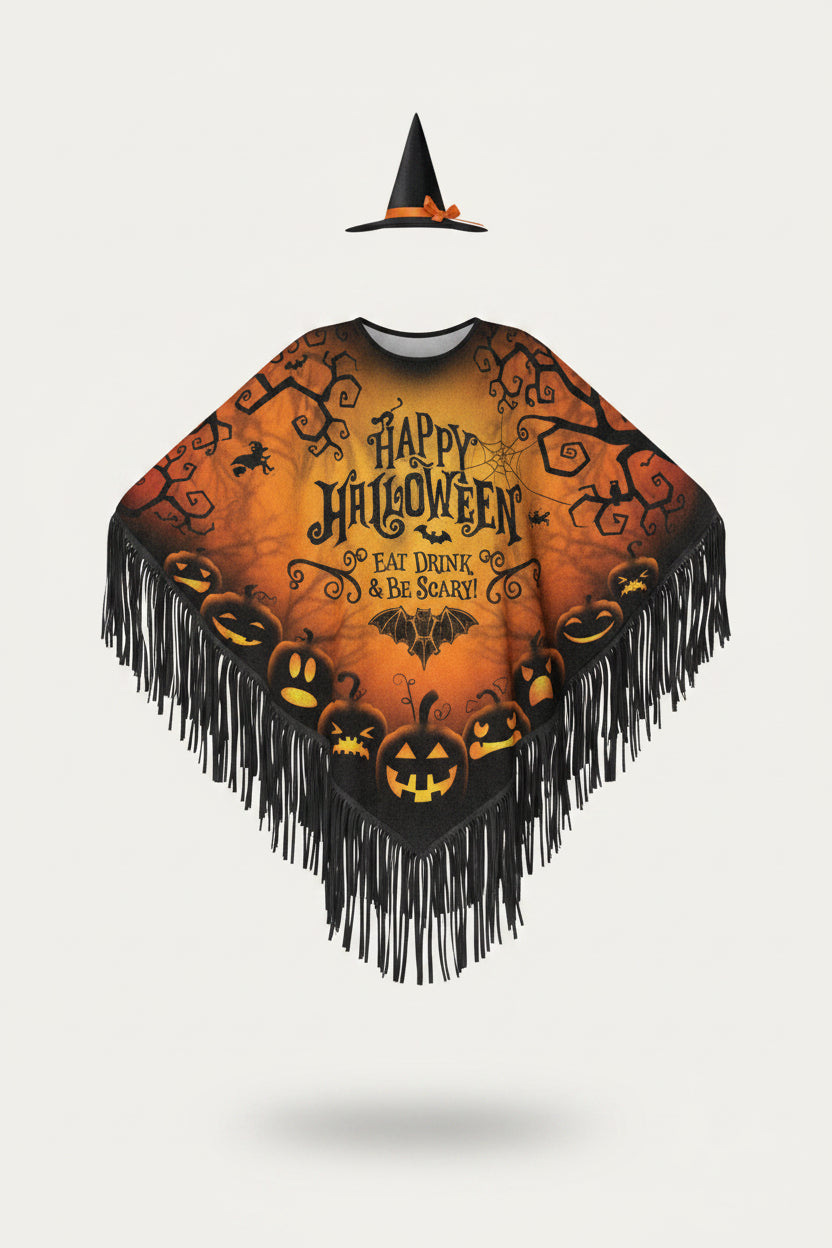 Poncho Con Flecos Para Mujer | Estampado Halloween · SeemSeem