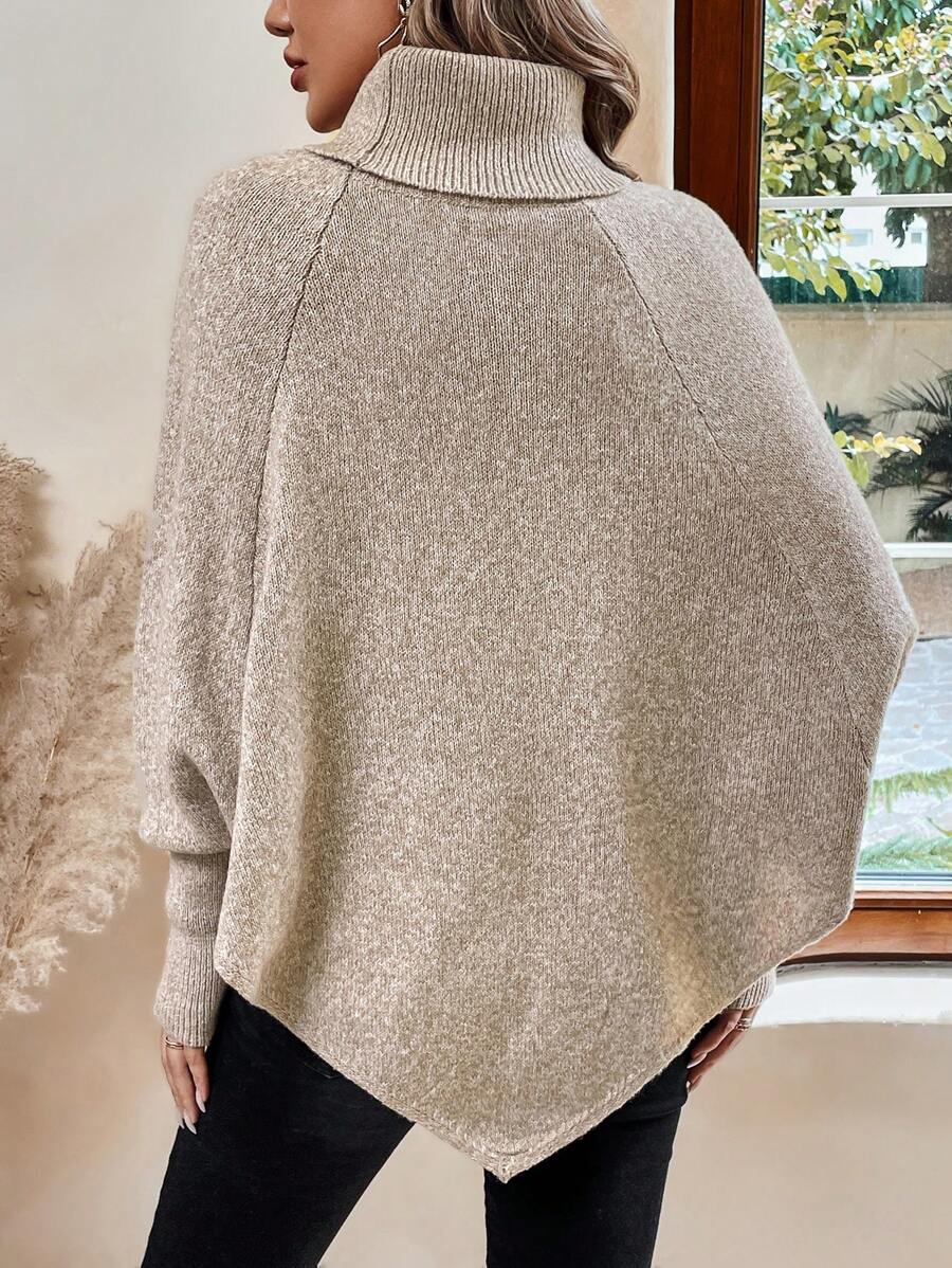 Poncho De Punto Trenzado Para Mujer | Cuello Alto · SeemSeem