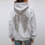 Sudadera Con Capucha Oversize Para Mujer | Alas Lentejuelas