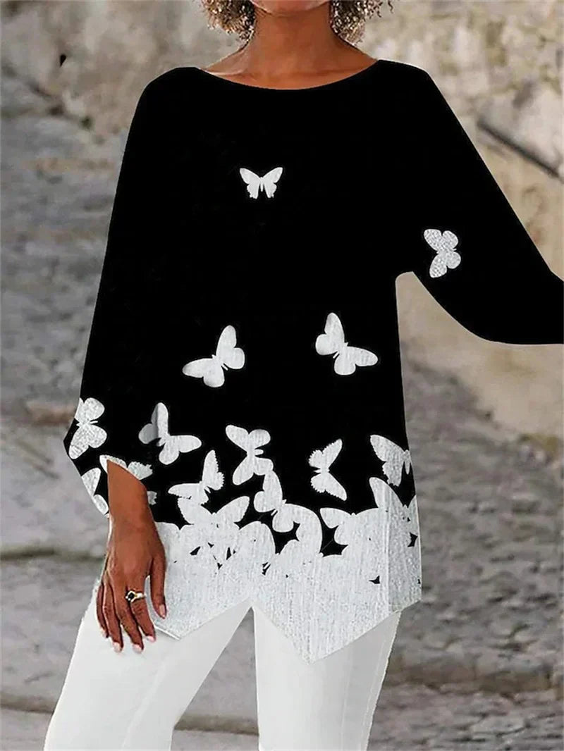 Túnica De Manga Larga Para Mujer | Estampado Mariposa · SeemSeem
