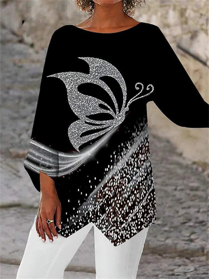 Túnica De Manga Larga Para Mujer | Estampado Mariposa · SeemSeem