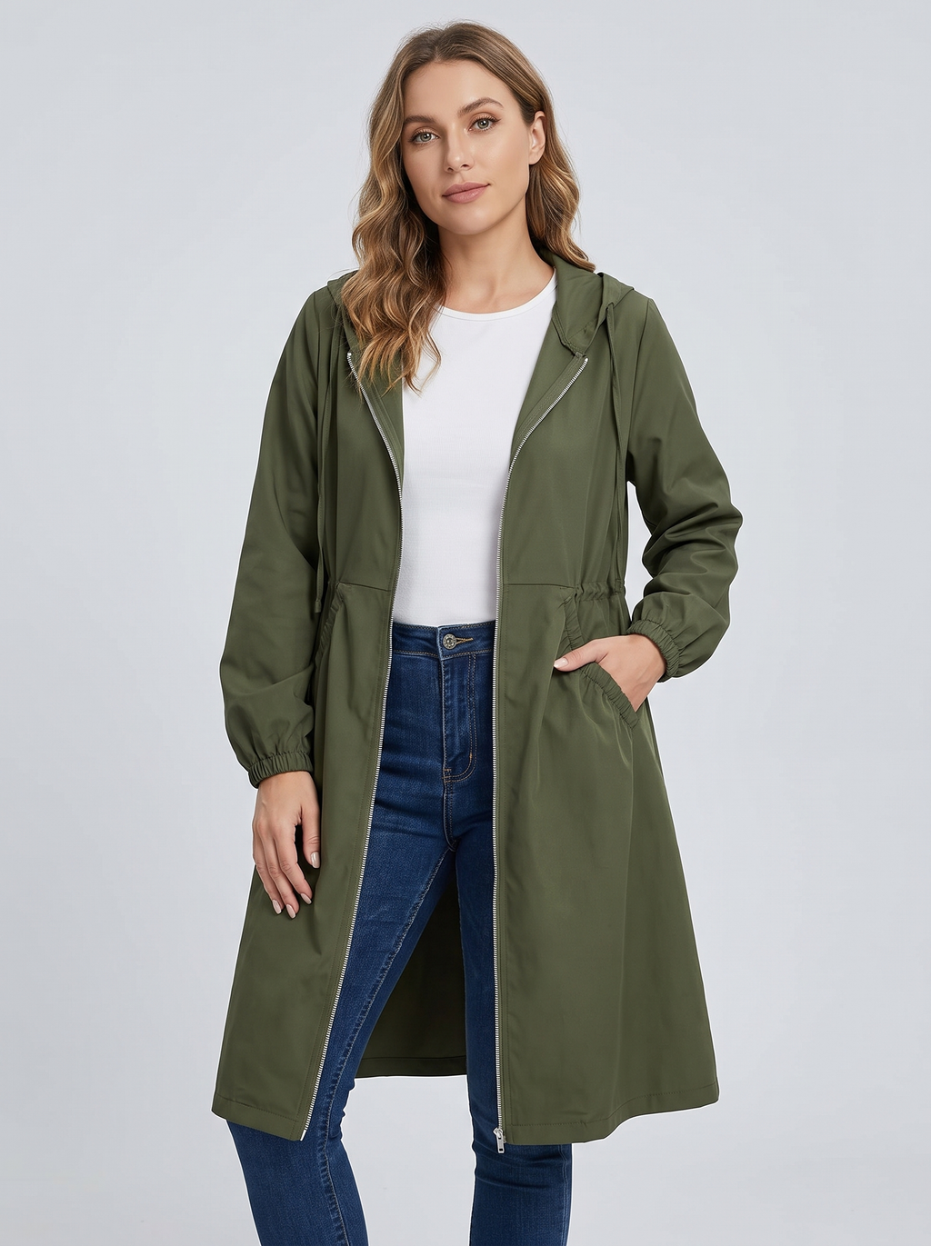 Trench Con Capucha Para Mujer | Cintura Ajustable · SeemSeem