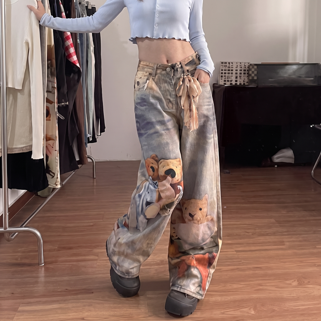 Vaqueros Anchos Para Mujer | Estampado De Ositos · SeemSeem