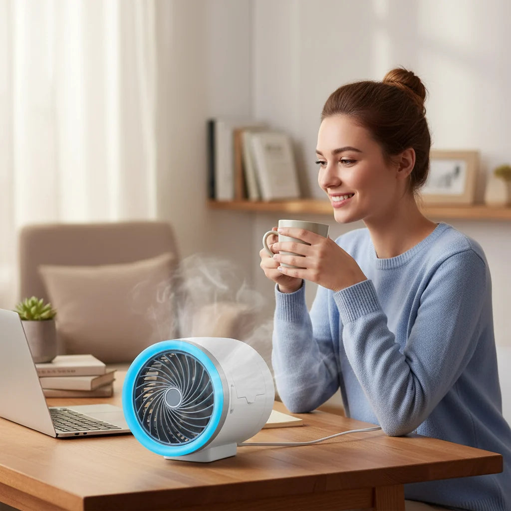 Ventilador De Mesa Portátil | Luz LED · SeemSeem