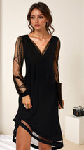 Vestido De Fiesta Con Cuello En V Para Mujer | Mangas Transparentes · SeemSeem