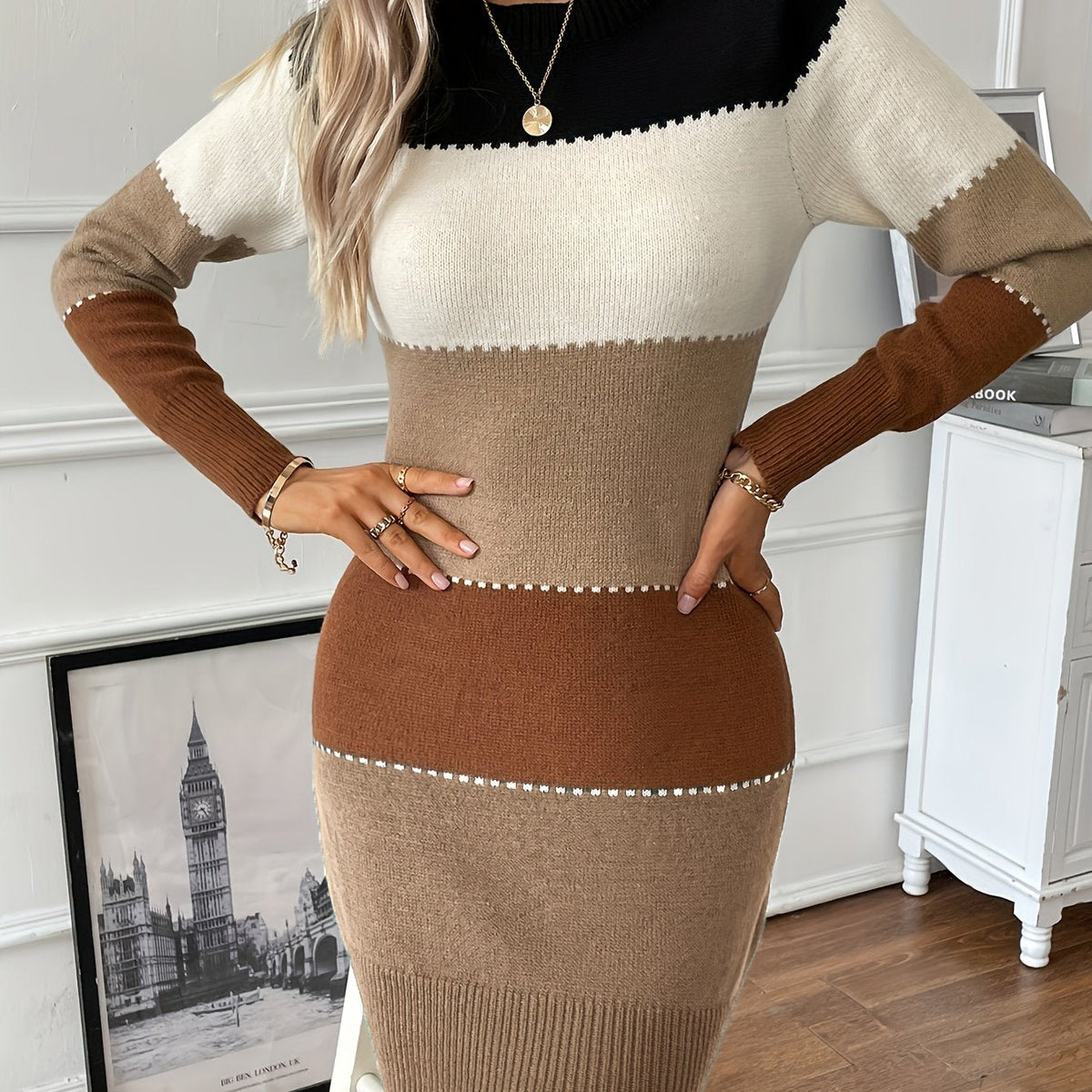 Vestido De Punto Para Mujer | Colorblock · SeemSeem