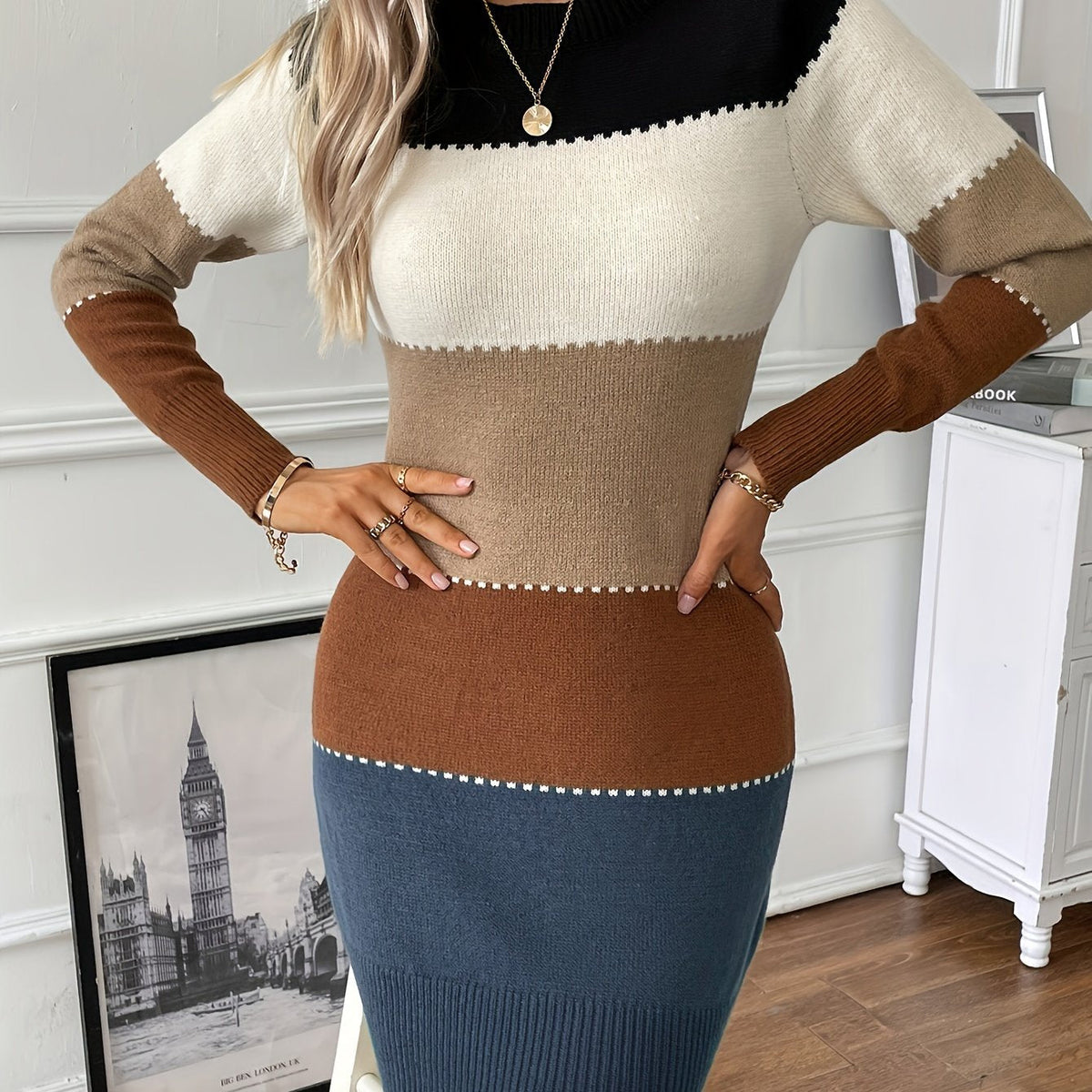 Vestido De Punto Para Mujer | Colorblock · SeemSeem