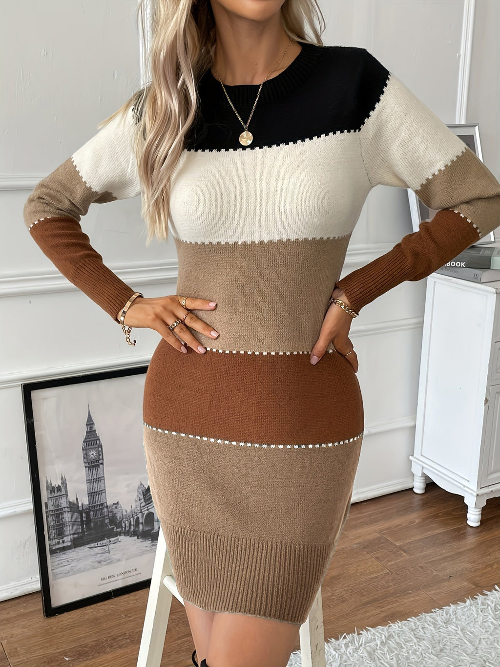 Vestido De Punto Para Mujer | Colorblock · SeemSeem