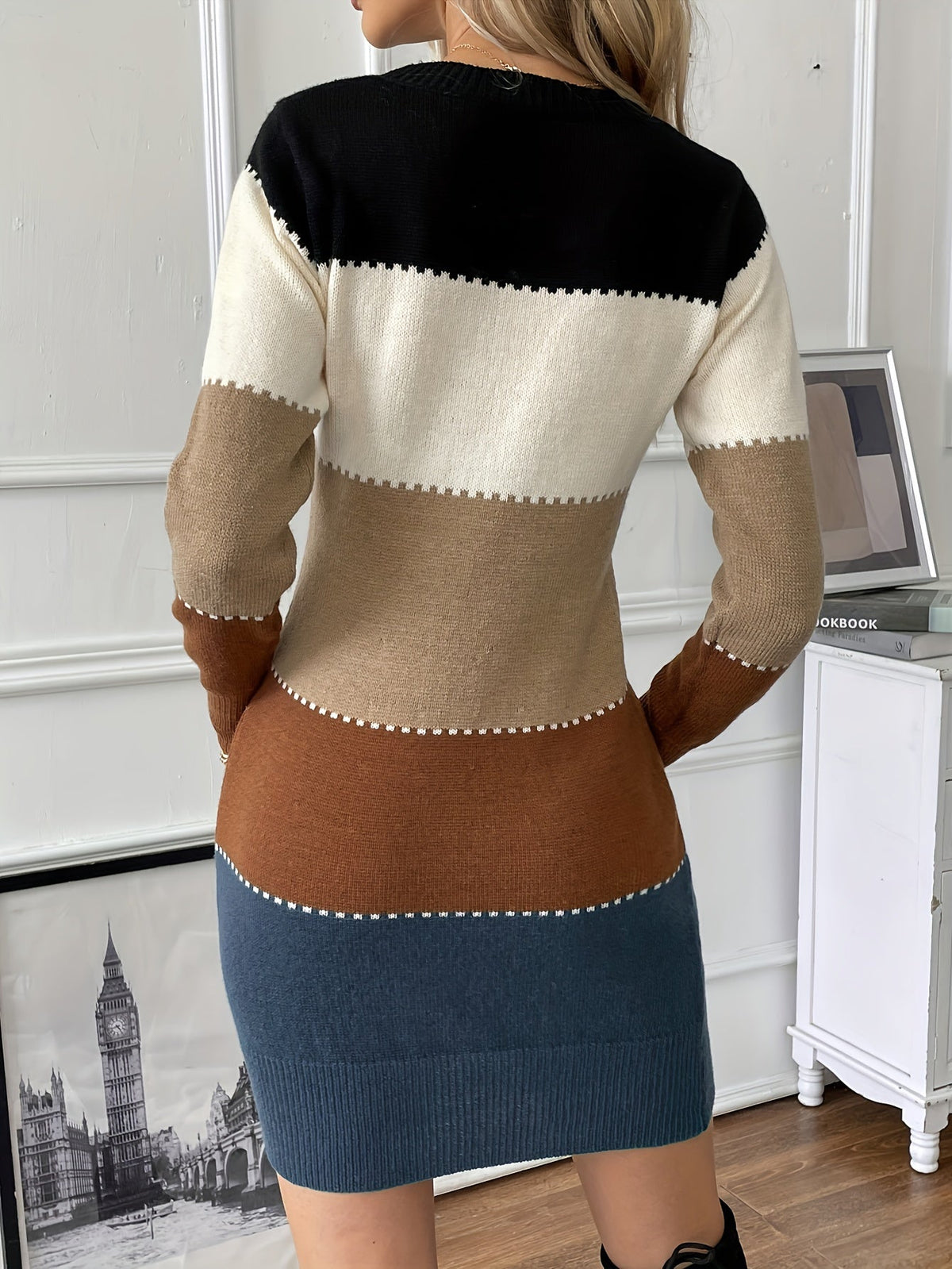 Vestido De Punto Para Mujer | Colorblock · SeemSeem
