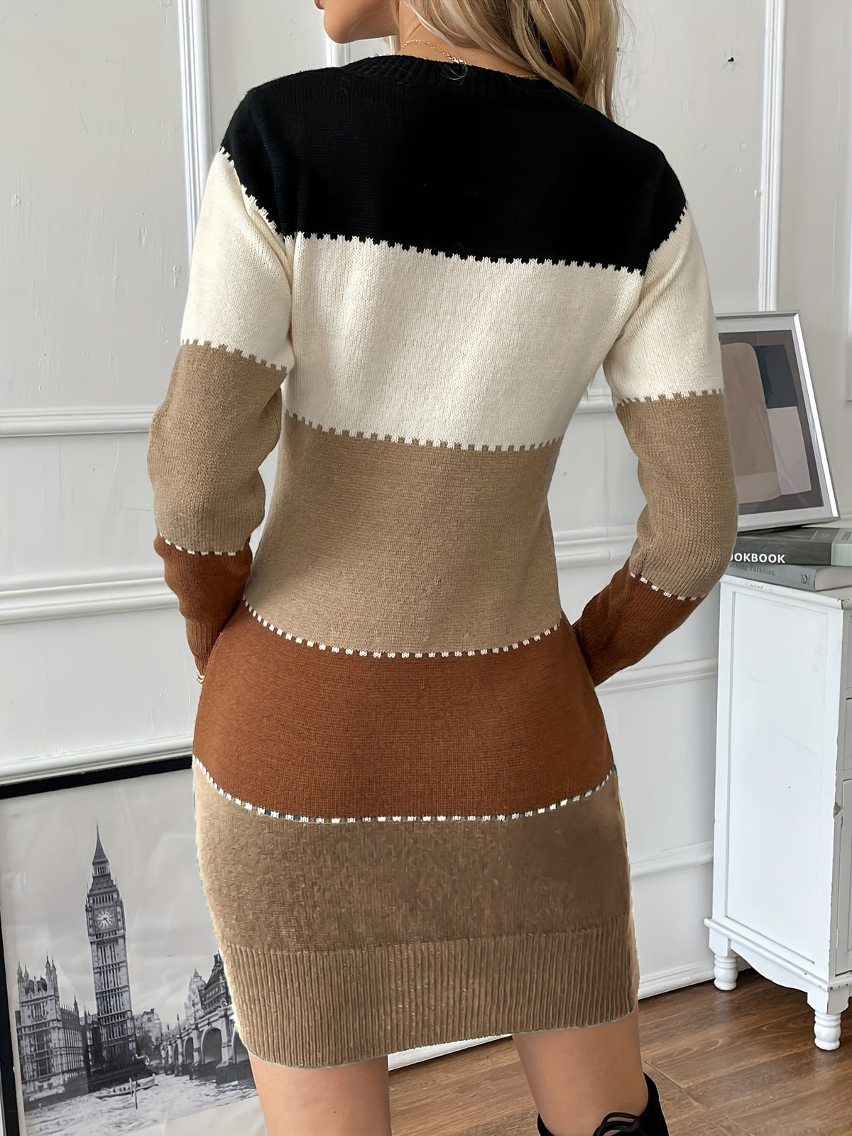 Vestido De Punto Para Mujer | Colorblock · SeemSeem