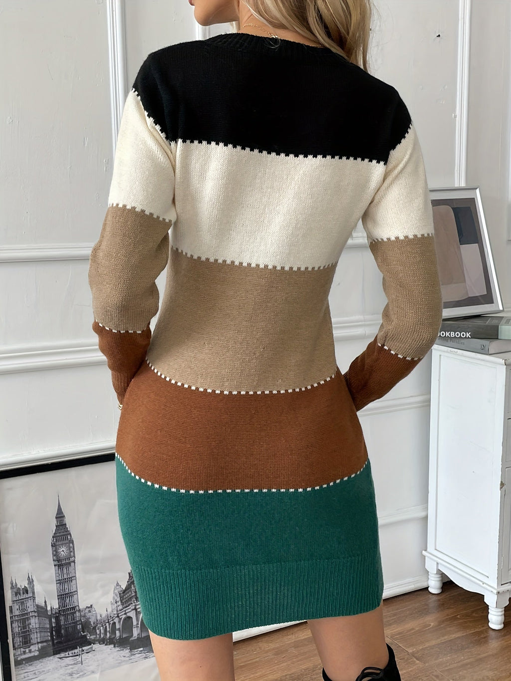 Vestido De Punto Para Mujer | Colorblock · SeemSeem
