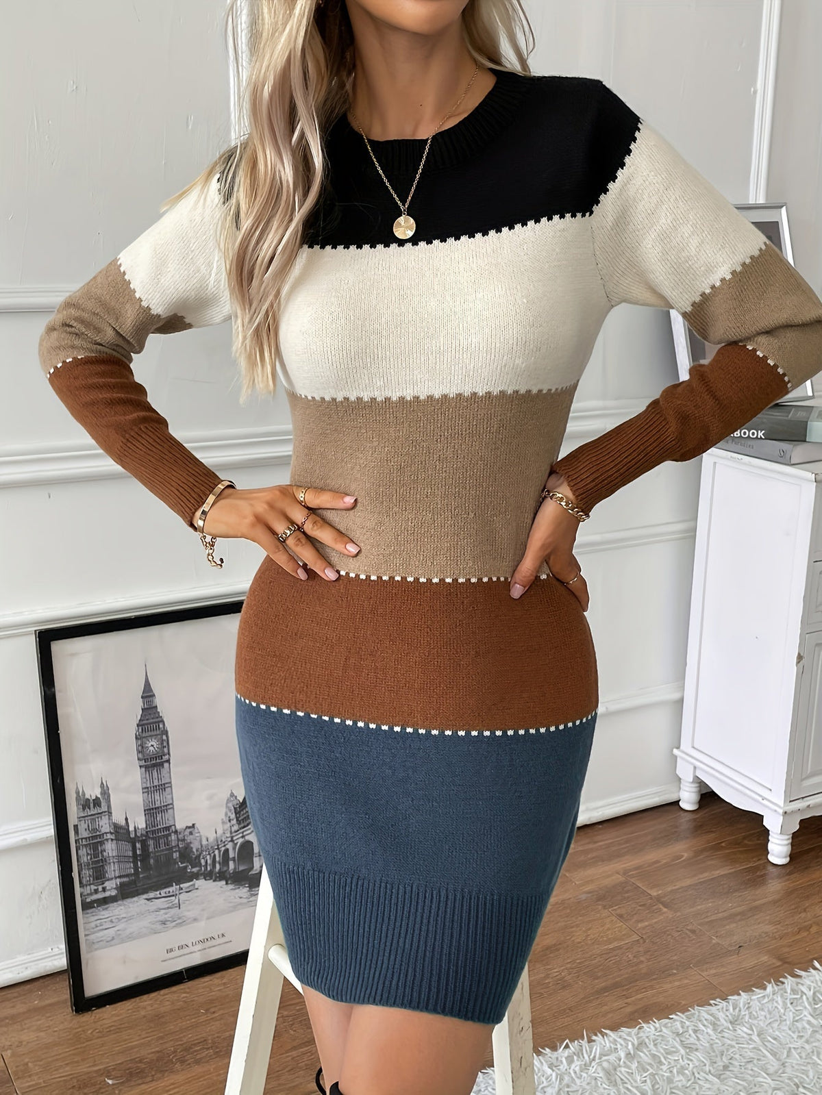 Vestido De Punto Para Mujer | Colorblock · SeemSeem