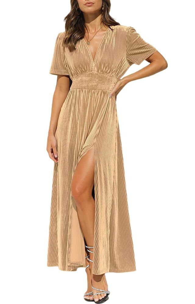 Vestido Largo Con Escote En V Para Mujer | Abertura Lateral · SeemSeem