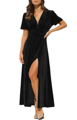 Vestido Largo Con Escote En V Para Mujer | Abertura Lateral