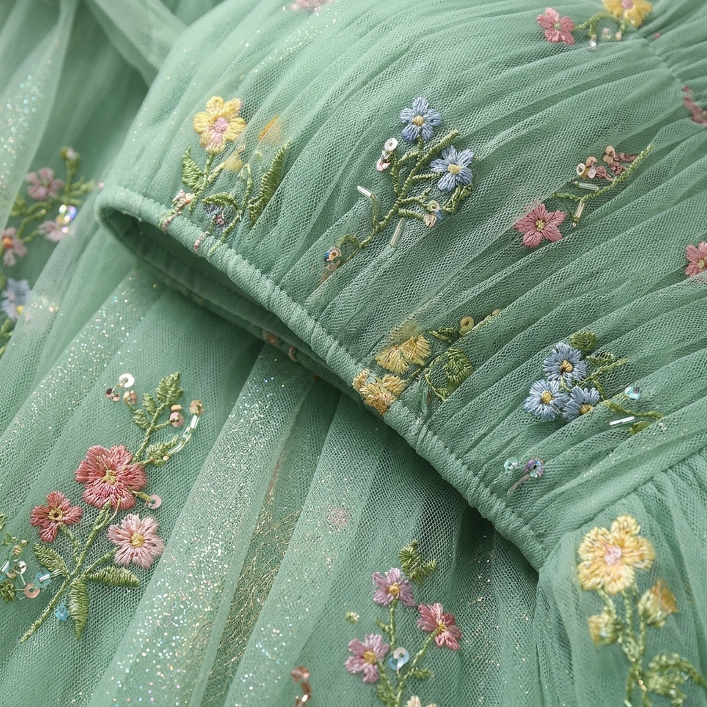 Vestido Largo De Tul Para Mujer | Bordado Floral · SeemSeem
