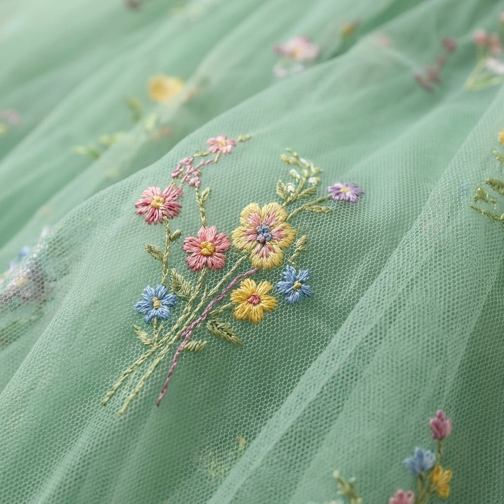 Vestido Largo De Tul Para Mujer | Bordado Floral · SeemSeem