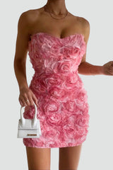 Vestido Palabra De Honor Para Mujer | Rosas 3D