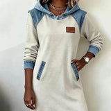 Vestido Sudadera Con Capucha Para Mujer | Detalle Denim