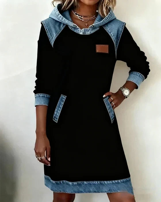 Vestido Sudadera Con Capucha Para Mujer | Detalle Denim · SeemSeem