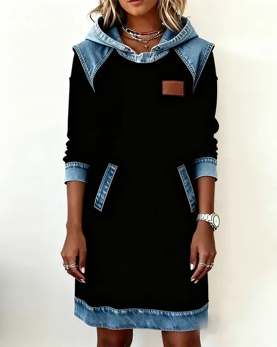 Vestido Sudadera Con Capucha Para Mujer | Detalle Denim · SeemSeem