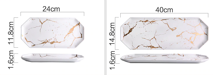 Set De Bandejas Decorativas | Vajilla Con Diseño Marmoleado-Serveware-SeemSeem