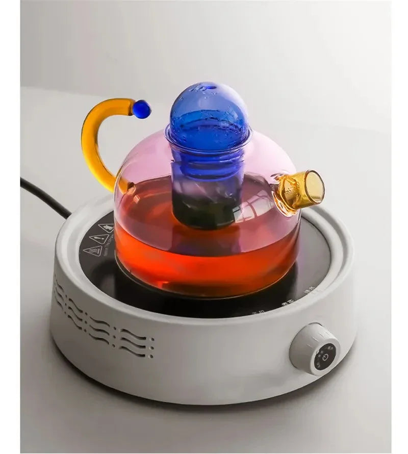Tetera de Cristal Colorida con Infusor Central | Juego de Té de Diseño Moderno-drinkware-SeemSeem