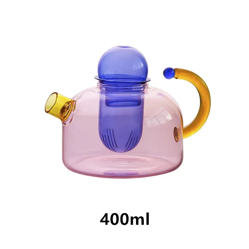 Tetera de Cristal Colorida con Infusor Central | Juego de Té de Diseño Moderno-drinkware-SeemSeem
