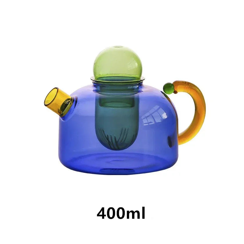 Tetera de Cristal Colorida con Infusor Central | Juego de Té de Diseño Moderno-drinkware-SeemSeem