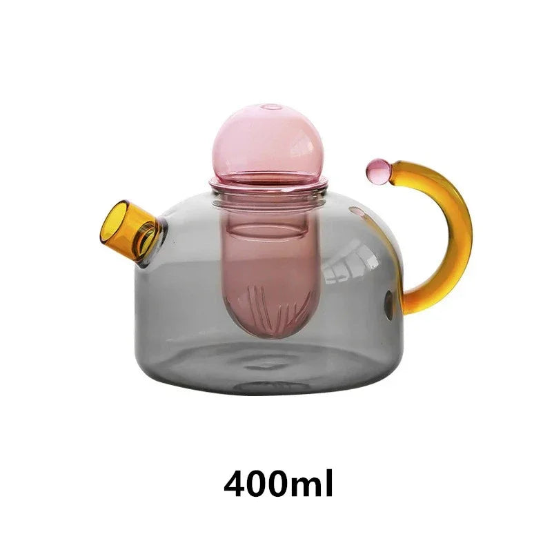 Tetera de Cristal Colorida con Infusor Central | Juego de Té de Diseño Moderno-drinkware-SeemSeem
