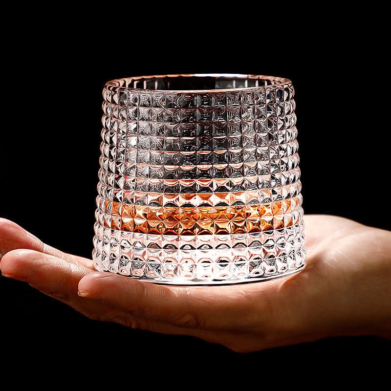 Vaso de Cristal Texturizado | Patrón Geométrico Transparente Para Whisky y Cócteles-glasses-SeemSeem