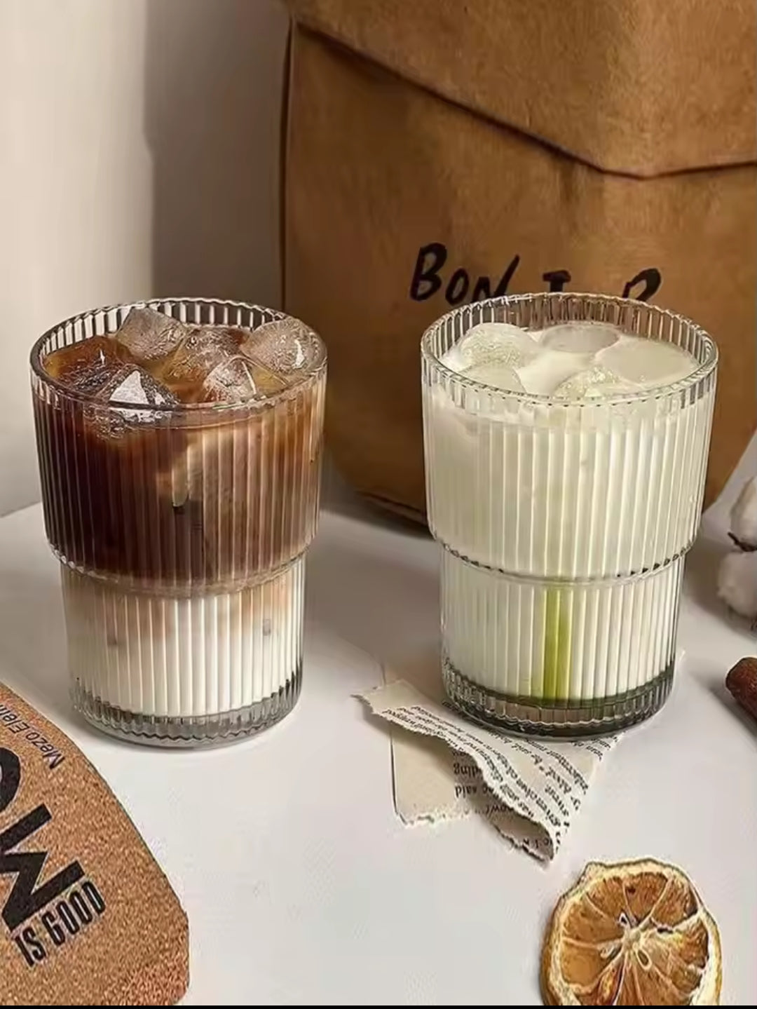Vaso De Cristal Estriado | Diseño Minimalista-Glass-SeemSeem