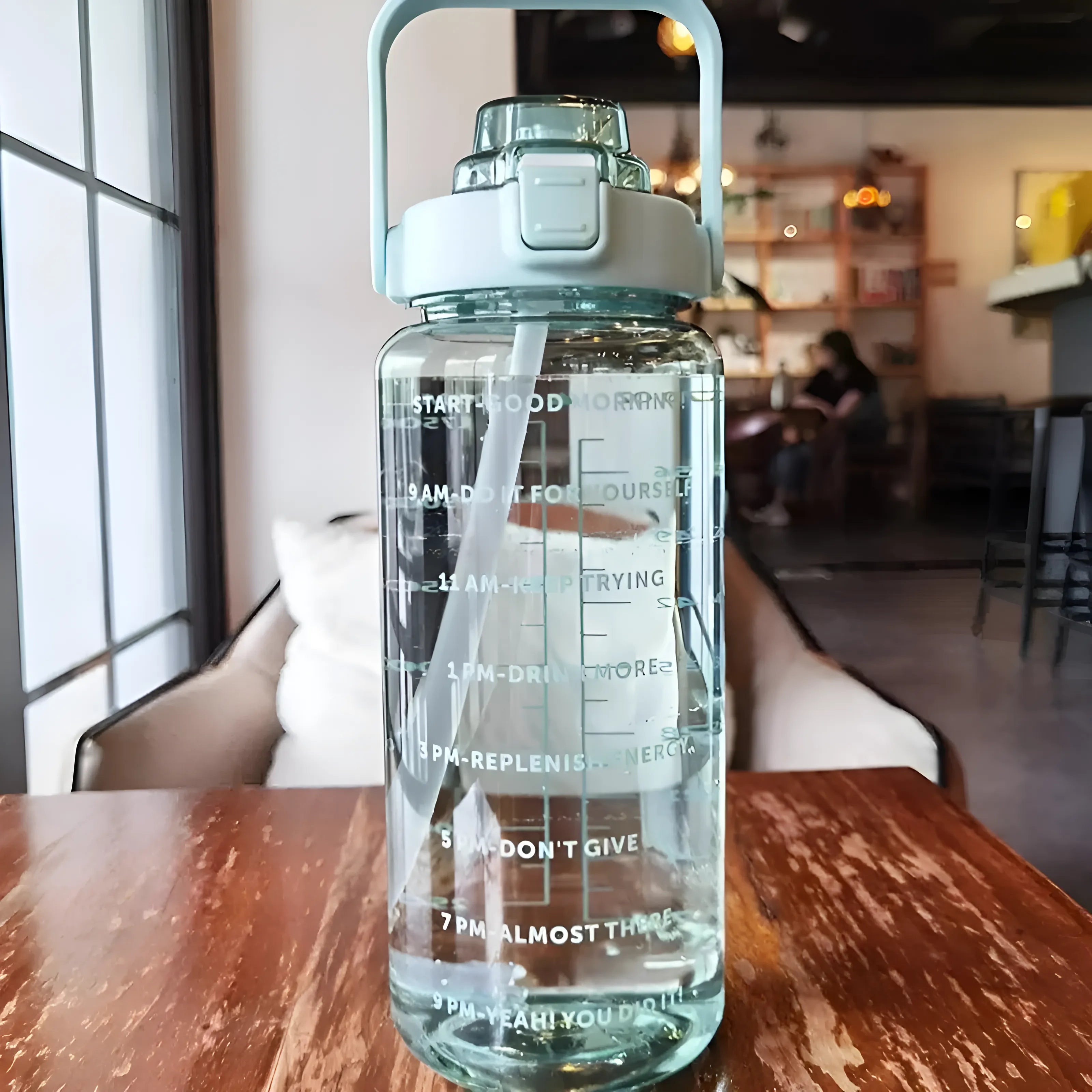 Botella Motivacional con Pajita | Marcador Horario para Hidratación Diaria-bottles-SeemSeem